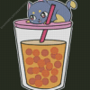 Anime Cat With Boba Tea Diamond Painting