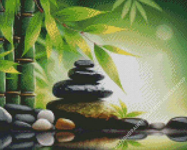 Bamboo And Stones Art Diamond Painting