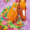 Horse With Butterflies And Flowers Diamond Painting