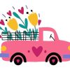 Pink Flower Truck Diamond Painting