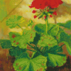 Red Geranium Plant Art Diamond Painting