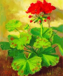 Red Geranium Plant Art Diamond Painting