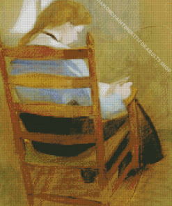 Girl Reading Seated Diamond Painting