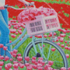 Bike In Tulips Field Diamond Painting