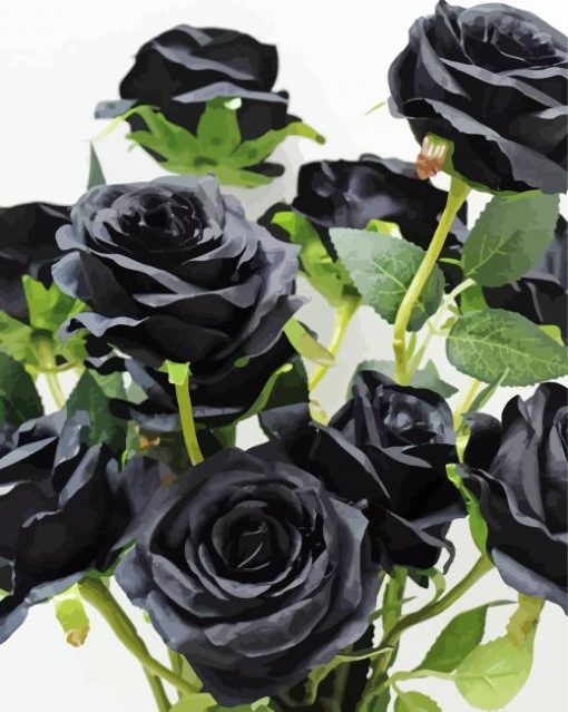 Black Floral Roses Diamond Painting