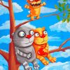 Cats On Tree Diamond Painting