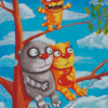 Cats On Tree Diamond Painting