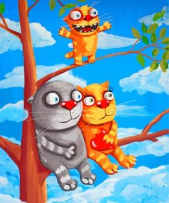 Cats On Tree Diamond Painting