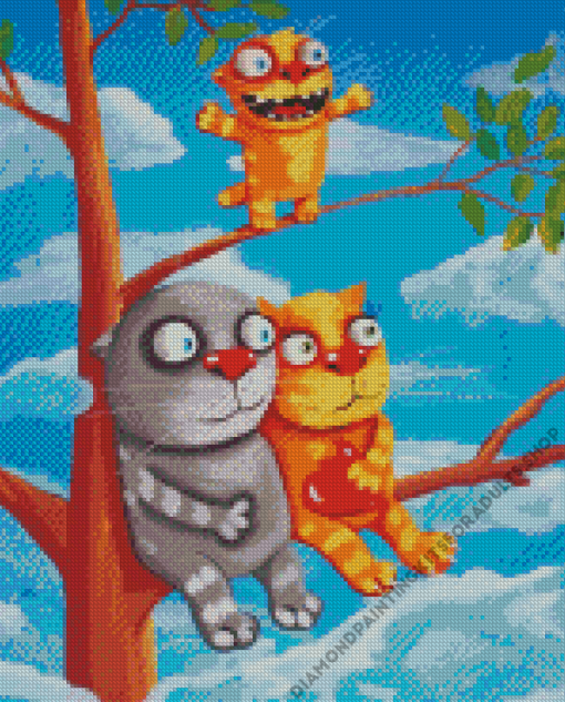 Cats On Tree Diamond Painting