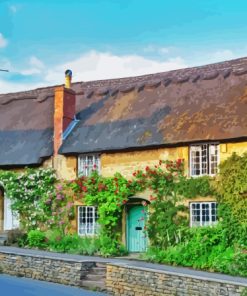 English Cotswold Cottage Thatch Diamond Painting