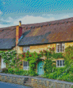 English Cotswold Cottage Thatch Diamond Painting