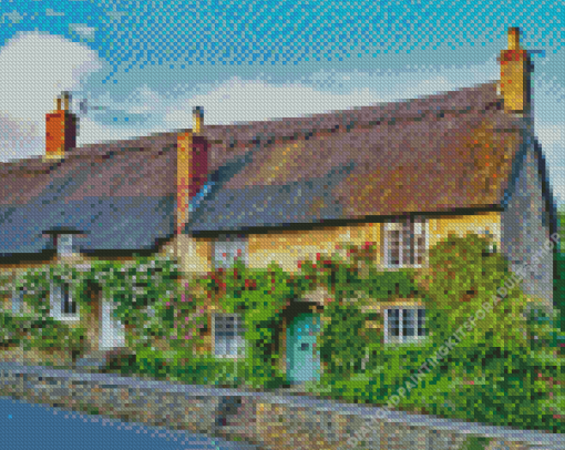 English Cotswold Cottage Thatch Diamond Painting