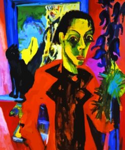 Ernst Ludwig Kirchner Self Portrait with Cat Diamond Painting