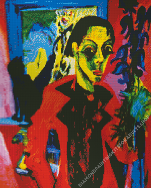 Ernst Ludwig Kirchner Self Portrait with Cat Diamond Painting