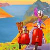 Girl And Dog On Motorcycle Diamond Painting