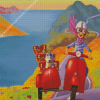 Girl And Dog On Motorcycle Diamond Painting