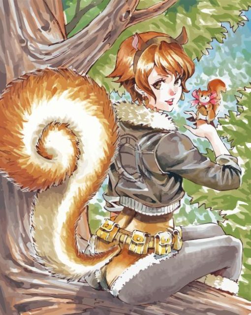 Girl Squirrel Diamond Painting