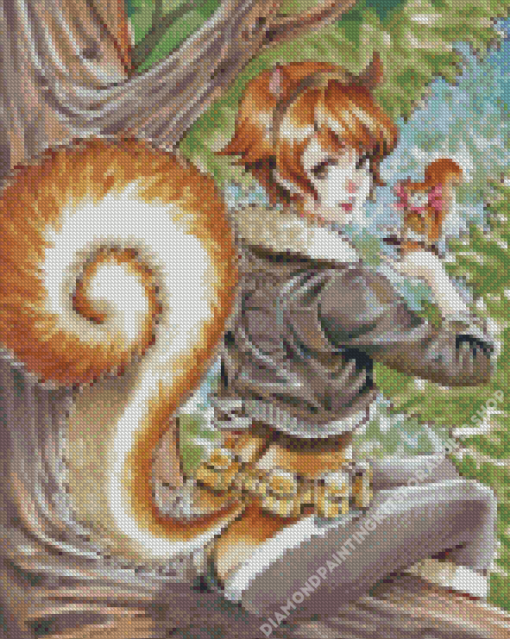 Girl Squirrel Diamond Painting