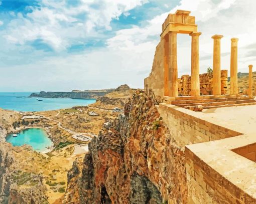 Greece Lindos Village Diamond Painting