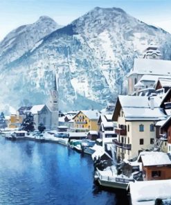 Hallstatt Winter Village Diamond Painting