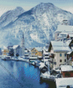 Hallstatt Winter Village Diamond Painting