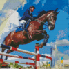 Horse Rider Jumping Diamond Painting