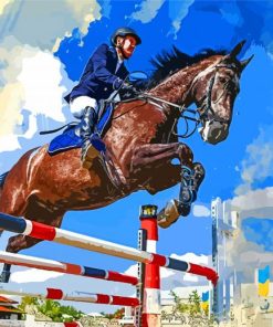 Horse Rider Jumping Diamond Painting