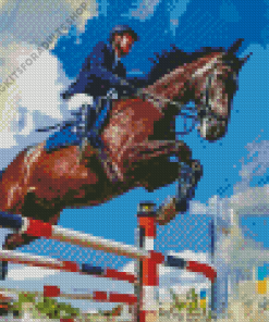 Horse Rider Jumping Diamond Painting