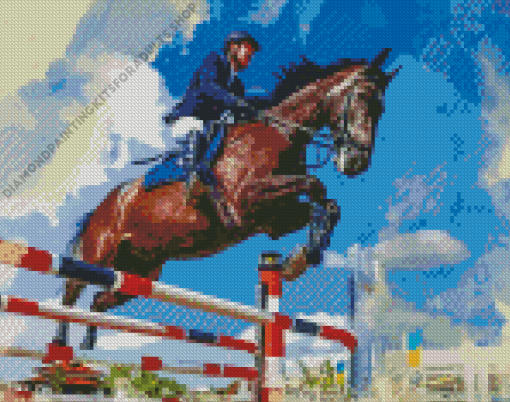 Horse Rider Jumping Diamond Painting