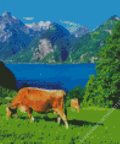 Lake Lucerne Cows Diamond Painting