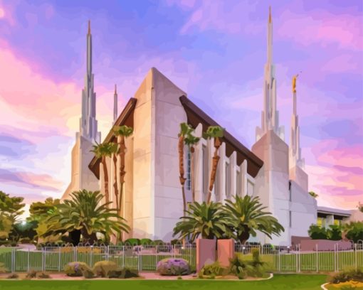 Las Vegas Nevada Temple Sunset Diamond Painting