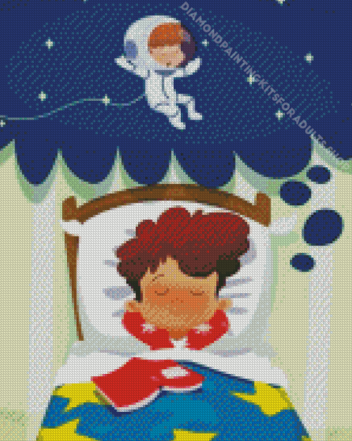 Little Boy Dreaming of Astronaut Diamond Painting