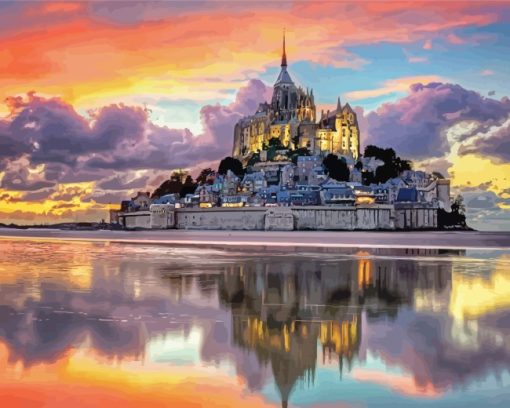 Mont. Saint Michel Sunset Diamond Painting