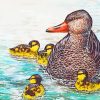 Mother Duck And Ducklings Diamond Painting