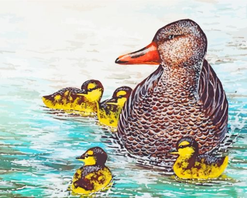 Mother Duck And Ducklings Diamond Painting