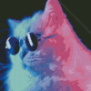 Neon Cats With Black Glasses Diamond Painting