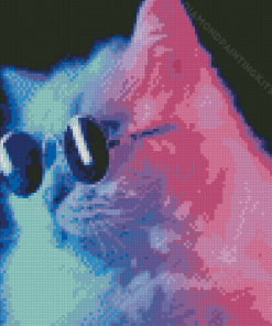 Neon Cats With Black Glasses Diamond Painting