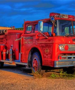 Old Fire Truck Diamond Painting