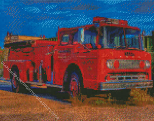 Old Fire Truck Diamond Painting