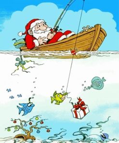 Santa Fishing Art Diamond Painting