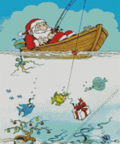 Santa Fishing Art Diamond Painting