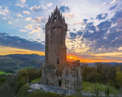 Wallace Monument Stirling Sunset Diamond Painting