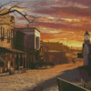 Western Town At Sunset Diamond Painting