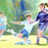 Abstract Girls Soccer Art Diamond Painting