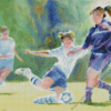 Abstract Girls Soccer Art Diamond Painting