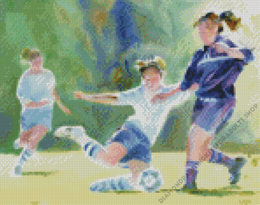 Abstract Girls Soccer Art Diamond Painting