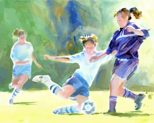 Abstract Girls Soccer Art Diamond Painting