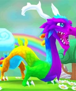 Adorable Rainbow Dragon Diamond Painting