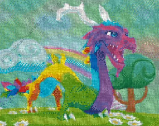 Adorable Rainbow Dragon Diamond Painting