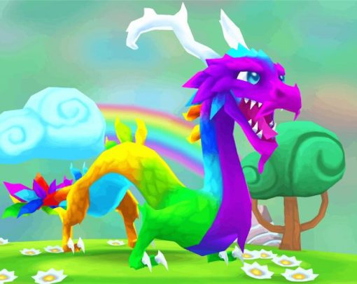 Adorable Rainbow Dragon Diamond Painting